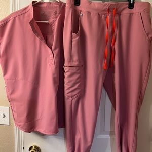 Set of Figs scrubs, Medium top and large (petite) pants.
